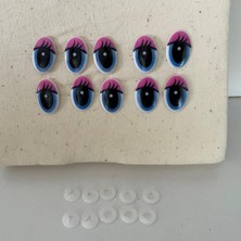 Nildamigurumi Amigurumi Vidalı Oval Animasyon Göz 19X29 mm Pembe 10 Adet