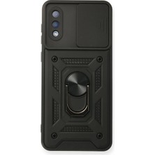 Ata Store Samsung Galaxy A02 Kılıf Pars Lens Yüzüklü Silikon - Siyah