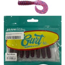 Han Fishing Hanfish Gurt 60 6cm Silikon Yem 8 Adet GT106 Purple Worm Uv