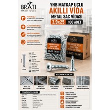 BRATİ HAND TOOLS 3.9X25 Yhb Matkap Uçlu Akıllı Vida Metal Sac Vidası 3,9X25 ( 100 Adet ) Akıllı Vida