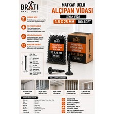 BRATİ HAND TOOLS Matkap Uçlu Alçıpan Vidası Siyah Vida 3.5 x 25 mm 100 Adet