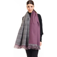 Meschain Meschaın Çift Taraflı Ekoseli Yünlü Omuz Şalı - 70X190CM - Kışlık Şal