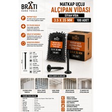 BRATİ HAND TOOLS Matkap Uçlu Alçıpan Vidası Siyah Vida 3.5 x 35 mm 100 Adet