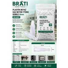 BRATİ HAND TOOLS Plastik Beyaz Gaz Beton Ytong Dübeli 8 mm 100 Adet Yutong