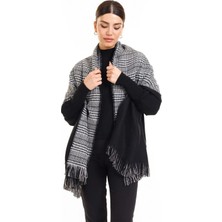 Meschain Meschaın 4 Mevsimlik Çift Taraflı Ekoseli Yünlü Omuz Şalı - 70X190CM - Kışlık Şal
