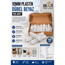BRATİ HAND TOOLS 10MM Plastik Dübel Beyaz Made 100 Adet