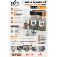 BRATİ HAND TOOLS Rysb Pul Başlı Vida Seti – 3,9 mm Çap /16-19-25MM Boylar Toplam 300 Parça