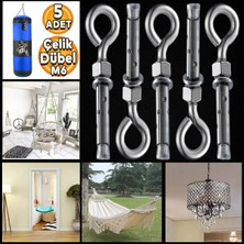BRATİ HAND TOOLS Kancalı Çelik Dübel Salıncak Tavan Boks Torbası Avize Asma Aparatı Asacağı M6 Kapalı Ağız Kanca 5 Ad