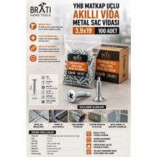 BRATİ HAND TOOLS Yhb Matkap Uçlu Akıllı Vida Metal Sac Vidası 3,9X19 ( 100 Adet )