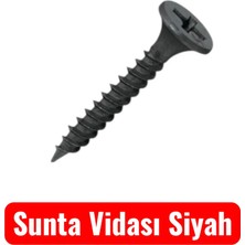 BRATİ HAND TOOLS 3,5X18 Sunta Mdf Ağaç Menteşe Ray Montaj Vidası Siyah (50 Adet)