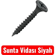 BRATİ HAND TOOLS 3,5X35 Sunta Mdf Ağaç Menteşe Ray Montaj Vidası Siyah (50 Adet)