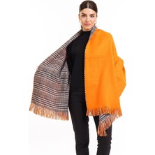 Meschain Meschaın Çift Taraflı Ekoseli Yünlü Omuz Şalı - 70X190CM - Kışlık Şal