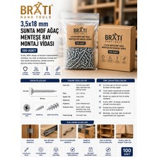 BRATİ HAND TOOLS 3,5X18 Sunta Mdf Ağaç Menteşe Ray Montaj Vidası (100 Adet)