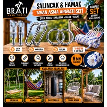 BRATİ HAND TOOLS Salıncak Hamak Box Torbası Tavan Asma Aparatı Salıncağı Çelik Dübel Karabina Halka ve Halat Seti