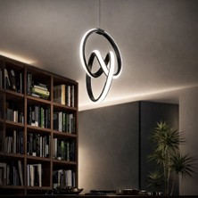 Nehir Hediyelik Nehir Avize Siyah Modern Beyaz Ledli Avize