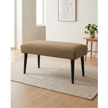 Kayser Home Kahverengi Keten Kumaş Bench Puf 90X45X46 cm Ahşap Siyah Ayaklı Demonte Modern Yatak Ucu Bench Oturma Bankı Antre Koridor Pufu