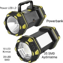 Drop Tedarik F-262 Yeni Güçlü Çift Taraflı Taşınabilir Spot ve Işıldak USB Powerbank Şarjlı Fener
