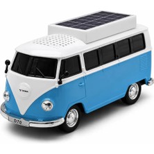 Güneş Enerjili Retro Minibüs Bluetooth Hoparlör USB Tf Kart Destekli Dekoratif Müzik Kutusu Mavi