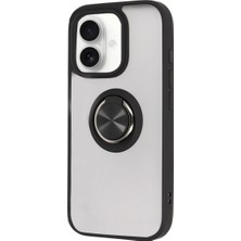 Raftan Topla Iphone 16 Kılıf Montreal Yüzüklü Silikon Kapak - Siyah