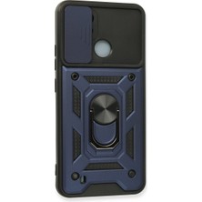 Raftan Topla Realme C11 2021 Kılıf Pars Lens Yüzüklü Silikon - Lacivert