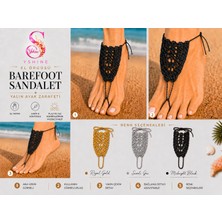 Yshine Midnight Black El Örgüsü Barefoot Sandalet Halhal Bohem Plaj Ayak Aksesuarı Ayarlanabilir