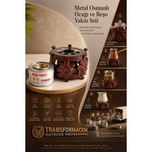 Transformacion Metal Osmanlı Ocağı ve Reşo Yakıtı Seti - Dekoratif Çiçek Desenli Sıcak Tutucu Mini Sosluk, Çorba, Kahve ve Süt Isıtıcı Reşo Standı ve 1 Adet Yedekli Jel Yakıt 723350