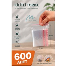 Merpak Ambalaj Kilitli Torba Şeffaf Kilitli Poşet Naylon Torba 15X18 cm 600'LÜ