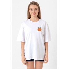 One Piece Anime Mera Mera Devil Fruit Beyaz Kadın Oversize Tshirt