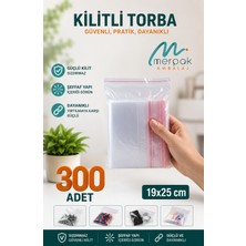 Merpak Ambalaj Kilitli Torba Şeffaf Kilitli Poşet Naylon Torba 19X25 cm 300'LÜ