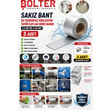 BOLTER CHEMİCAL PRODUCTS Sakız Bant Su Sızdırmaz Izolasyon Tamir Çatlak Boru Bandı 1,5 Metre x 48 mm 3 Adet
