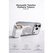 Başkenttekno Telefon Tutucu Mıknatıslı Magsafe Uyumlu Bluetooth Deklanşör Kumandalı Tutucu PCG01 Beyaz