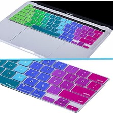 MacBook Pro Türkçe Q Çeviri Klavye Koruyucu Us Ansı Amerikan Düz Enter A2338 M1 M2 A2251 A2289 A2141 Uyumlu Silikon Keyboard Cover Touch Bar Pembe Yeşil