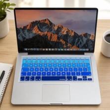 MacBook Klavye Koruyucu Uyumlu Silikon Ince Yıkanabilir Kaplama Film Avrupa Ingilizce Ters L Enter Air Pro Eski USB Li Modeller 2008-2017 Uyumlu Lacivert Mavi