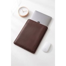 Minimalist 13 Inç Laptop Kılıfı, Vegan Deri, Su Itici Özellikli, Bilgisayar Notebook Laptop Çantası (Acı Kahve, 13 Inç)