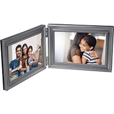 Malden International Designs Concourse Kalaylı Metal Menteşeli Resim Çerçevesi, Çift Yatay, 2-4x6, Gümüş