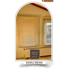 %100 Gerçek Ithal Ahşap Jaluzi Perde Kurdeleli Zincirli Redüktörlü Ekru Renk 50 mm Ölçü Seçenekli