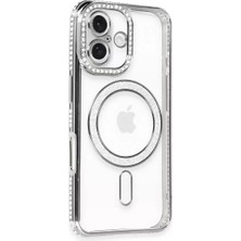 Esplendor Newface Apple iPhone 16 Kılıf Joke Simli Magneticsafe Kılıf - Gri