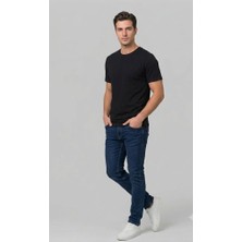 Erkek Siyah Basic T-Shirt, Yüksek Kalite %100 Pamuk Dokuma Kumaş