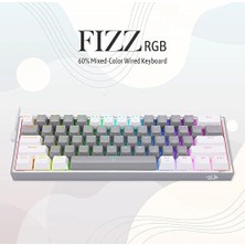Redragon K617-RGB 16,8 Milyon Rgb Aydınlatma, Red Switch Fizz%60 Q Türkçe Kablolu Mekanik Oyuncu Klavyesi Gri Beyaz