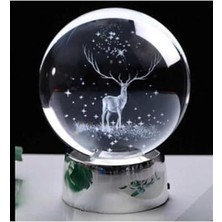 Işıklı Cam Gece Lambası Küre Kristal Renk Değiştiren LED Işıklı Dekoratif Hediyelik (Geyik)