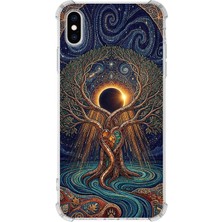 Printify Apple iPhone Xs ile Uyumlu Simya Serisi Kozmik Denge Tasarımlı Uv Baskılı Köşe Korumalı Antişok Kılıf