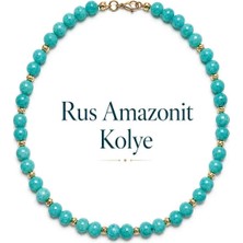 Cunda Doğal Taş Design Amazonit Doğal Taş Kolye ( Rus Amazonit ) Premium