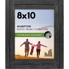 8X10 Rustik Resim Çerçevesi Kömür Siyahı Dokulu Ahşap ve Cilalı Camlı - Duvar ve Masa Üstü Için Yatay ve Dikey Formatlar