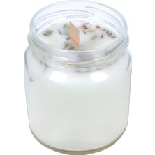 Lavanta Kokulu Taneli Dekoratif Ahşap Fitil 200 ml Kutulu Hediyelik Kavanoz Mum
