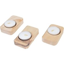 Ahşap Ağaç Tealight Mumluk Dekoratif Mumluk Mum Standı 3'lü Set