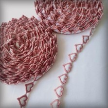 Kalp Motifli Şerit Nakış Modeli | Nakış Aksesuar (Pembe)