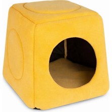 Renas Store Trompet's Sarı Yıkanabilir 3 Fonksiyonlu Kedi Yatağı