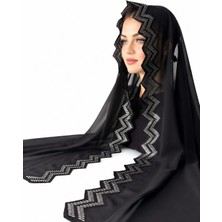 Ceylan Collection Mevlüt Örtüsü - Siyah Tel Kırma El Işlemeli Özel Tasarım Şifon Mevlüt Örtüsü 75×150