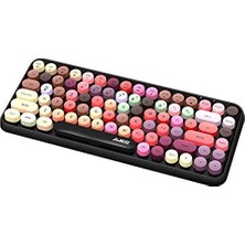 Kablosuz Bluetooth Retro Sessiz Klavye – Yuvarlak Tuşlu, 84 Tuşlu, Taşınabilir, Akıllı Uyku Modu, Ergonomik Tasarım, Tablet Telefon Uyumlu, Windows Mac Ios Android Uyumlu  AJ308I Siyah