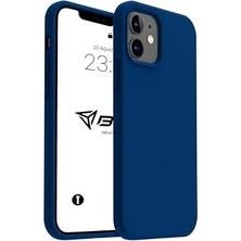 iPhone Kılıf Ince Sıvı Silikon 3 Katmanlı Tam Kaplamalı Yumuşak Jel Kauçuk Kılıf Kapak (Parlak Lacivert, iPhone 11)